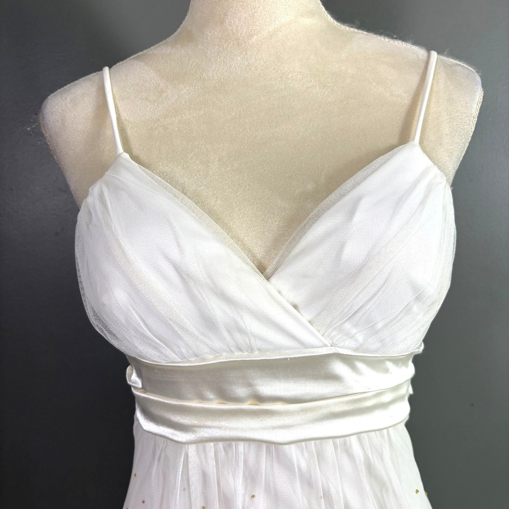 Vintage Y2K Taboo White Embellished‎ Dress M Babydoll Ethereal Hoco Coquettte - Picture 2 of 11